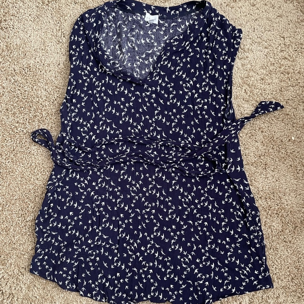 Lelia navy tie waist maternity top